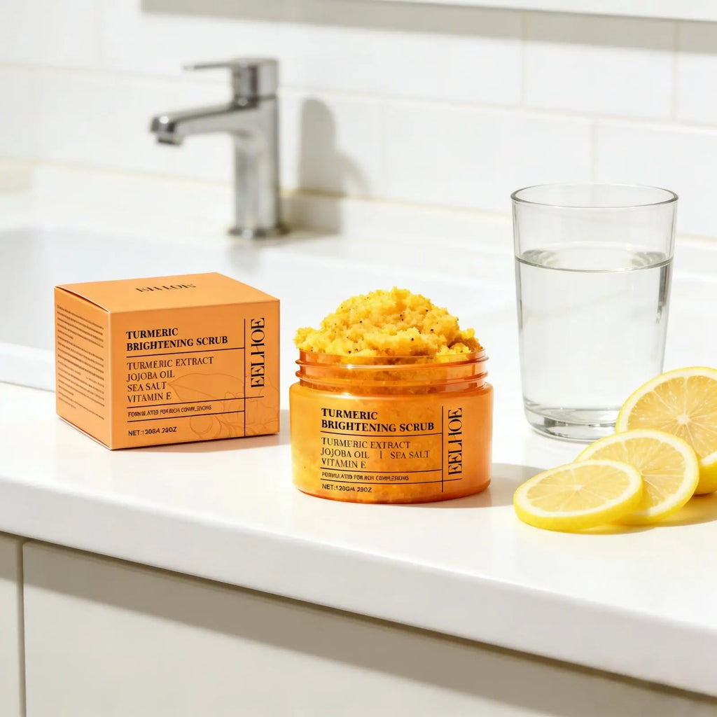 Exfoliante de cúrcuma EELHOE para aclarar la piel, productos iluminadores, limpieza corporal completa, eliminador de piel muerta, exfoliante de sal marina suavizante