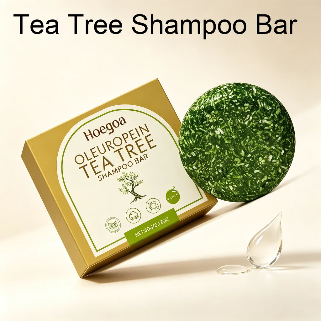 Champú sólido de árbol de té para eliminar la caspa, control de grasa, limpieza del cuero cabelludo y reparación del cabello dañado, jabón capilar natural de hierbas, 60 g