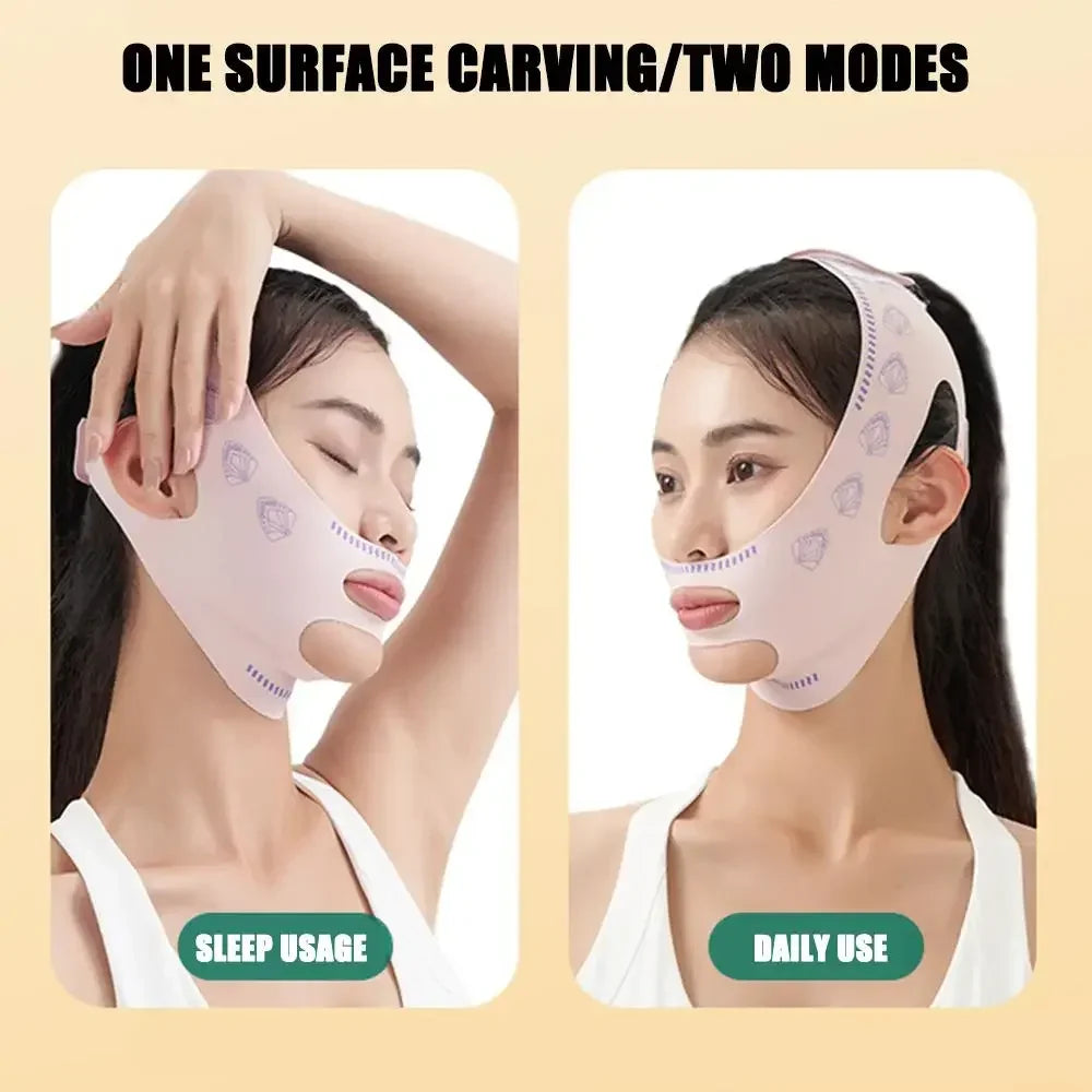 1 unidad Banda adelgazante para mentón y mejillas, moldeador en V, máscara de estiramiento facial, correa antiarrugas, máscara para dormir, belleza y salud