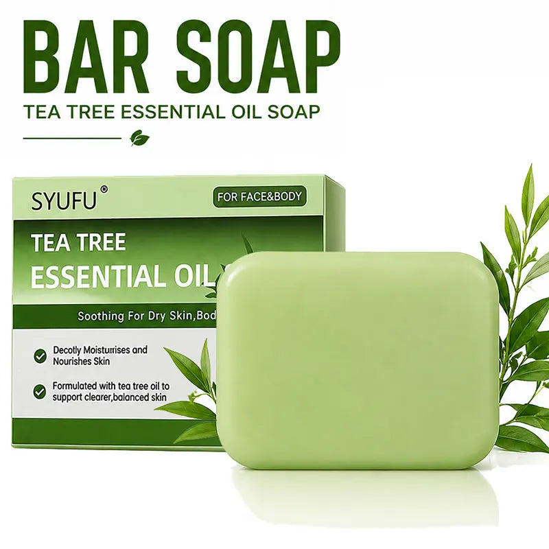 Pain de savon exfoliant doux, savons naturels pour le corps et les pieds, savon à l'huile essentielle d'arbre à thé vert pour hommes et femmes, soin de la peau nettoyant en profondeur