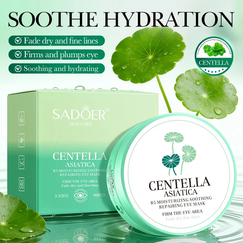 80 unidades SADOER Centella Crystal Collagen Eye Mask Antiarrugas, antiojeras, elimina bolsas de ojos, parches hidratantes para ojos