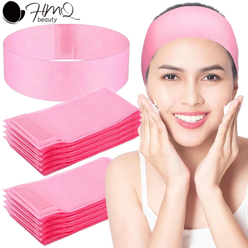 100/50/10pcs Disposable Facial Headbands Stretch Non-Woven Headband Soft Skin Care Hair Band for Women Salon Esthetician Supplies