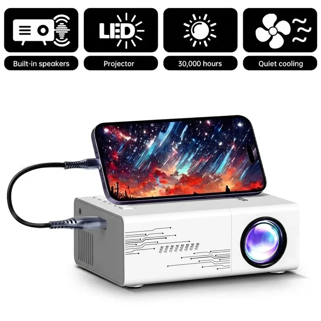 HD Mini Projector Home Theater Effect, Built-In Speaker, For Home/Office/School/Party, With Remote Control For Immersive Viewing