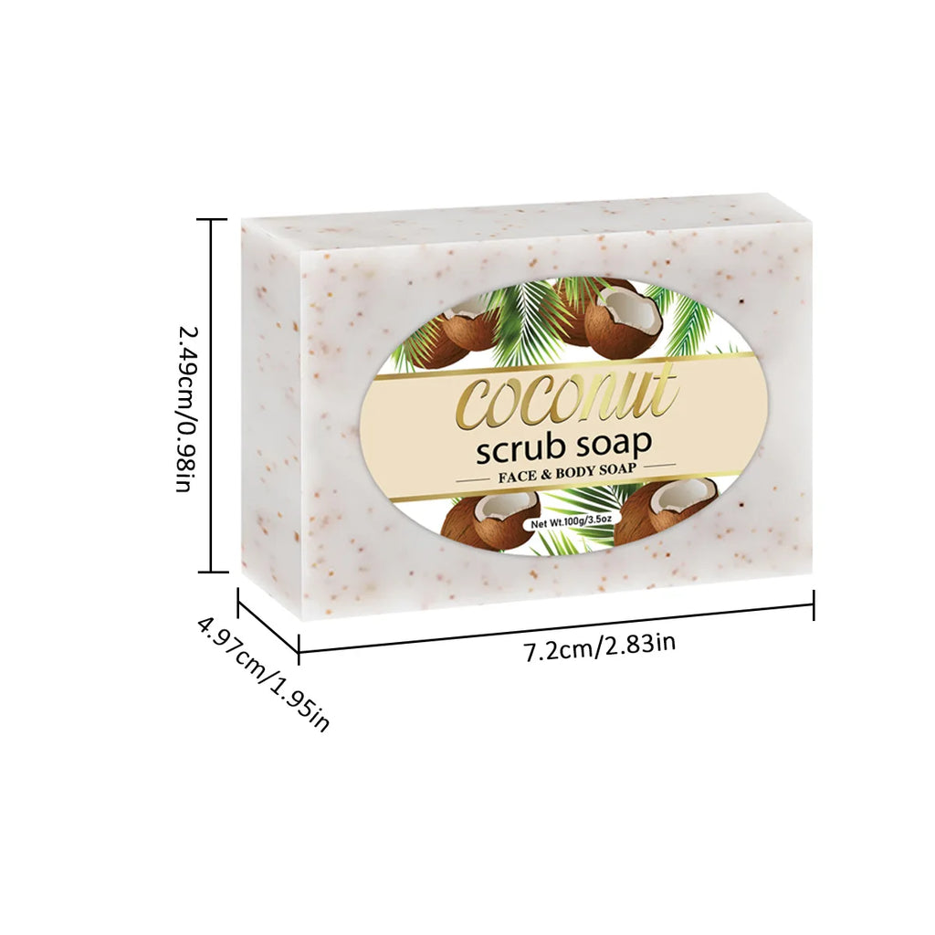 Savon exfoliant artisanal au coco, nettoyant pour le visage et le corps, savon hydratant longue durée, élimine les peaux mortes
