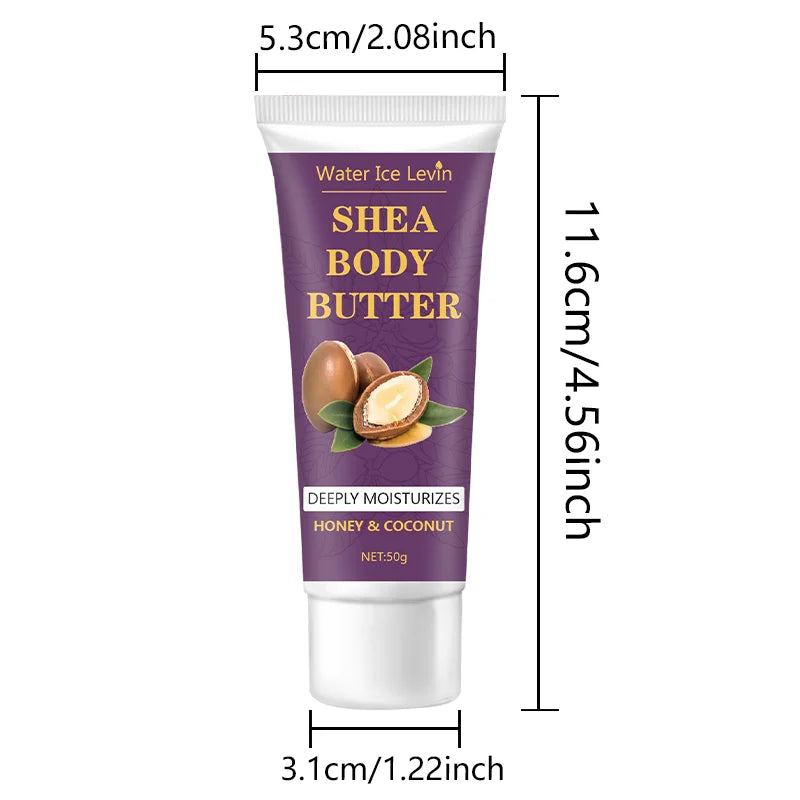 Shea-Butter-Körpercreme, 24-Stunden-Feuchtigkeitspflege, macht die Haut weicher und elastischer, strafft die Haut, nährende Körpermassage, geeignet für trockene, rissige, hellbeige Haut