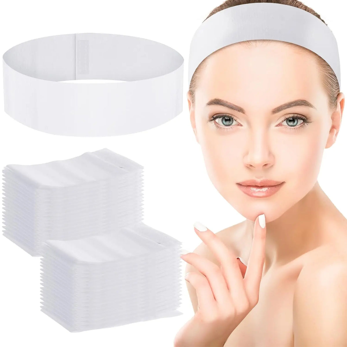 🌸 Bandeaux Jetables pour le Visage – Soins, Maquillage & Spa | 50, 100 ou 200 pcs