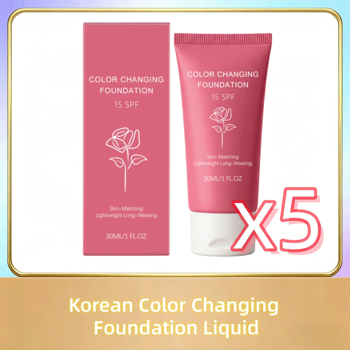 Fond de Teint K-Beauty 💧 — Teinte Adaptive Automatique, Couvrance Naturelle & SPF15 30g
