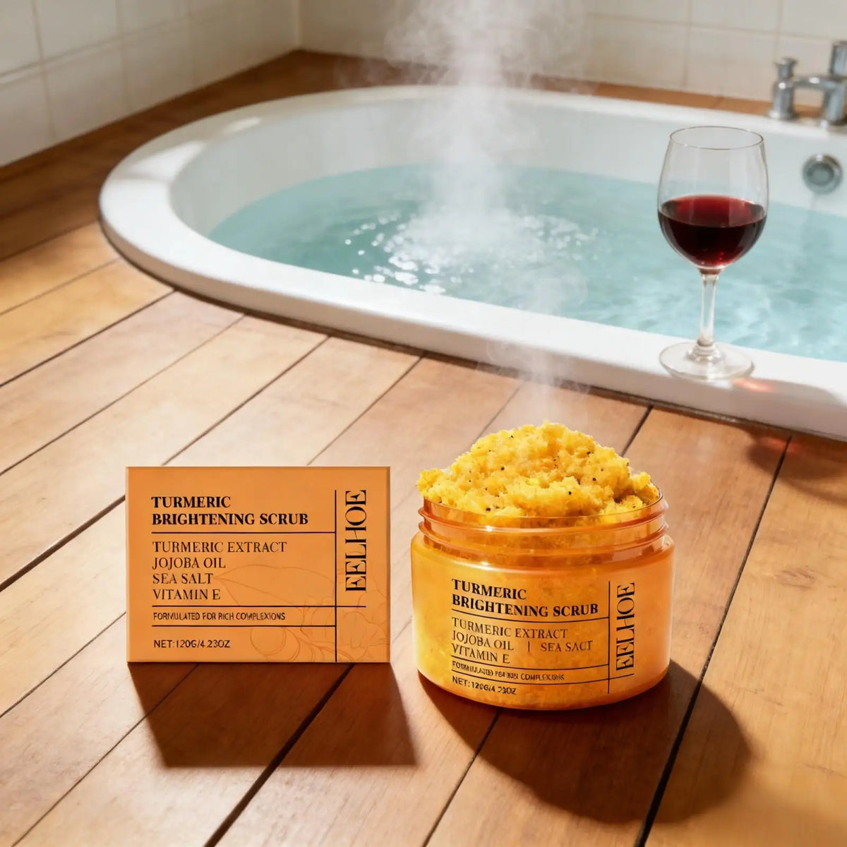 Exfoliante de cúrcuma EELHOE para aclarar la piel, productos iluminadores, limpieza corporal completa, eliminador de piel muerta, exfoliante de sal marina suavizante