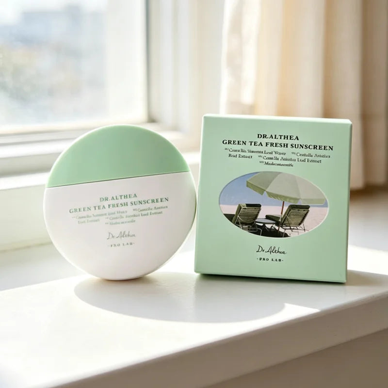 🍃 Dr.Althea Solaire Thé Vert Fraîcheur, Brumes & Soins Hydratants — Léger, Non Gras & Rafraîchissant | K-Beauty
