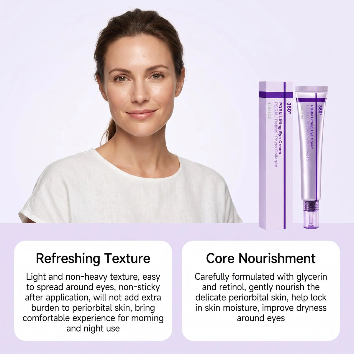Crema de ojos coreana Shot PDRN con retinol y colágeno, combate arrugas, ojeras, alisa bolsas bajo los ojos, reafirma y levanta el contorno de ojos