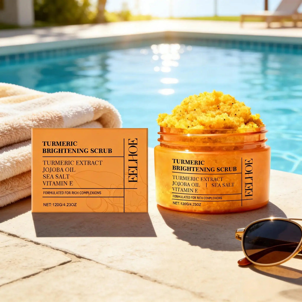 Exfoliante de cúrcuma EELHOE para aclarar la piel, productos iluminadores, limpieza corporal completa, eliminador de piel muerta, exfoliante de sal marina suavizante