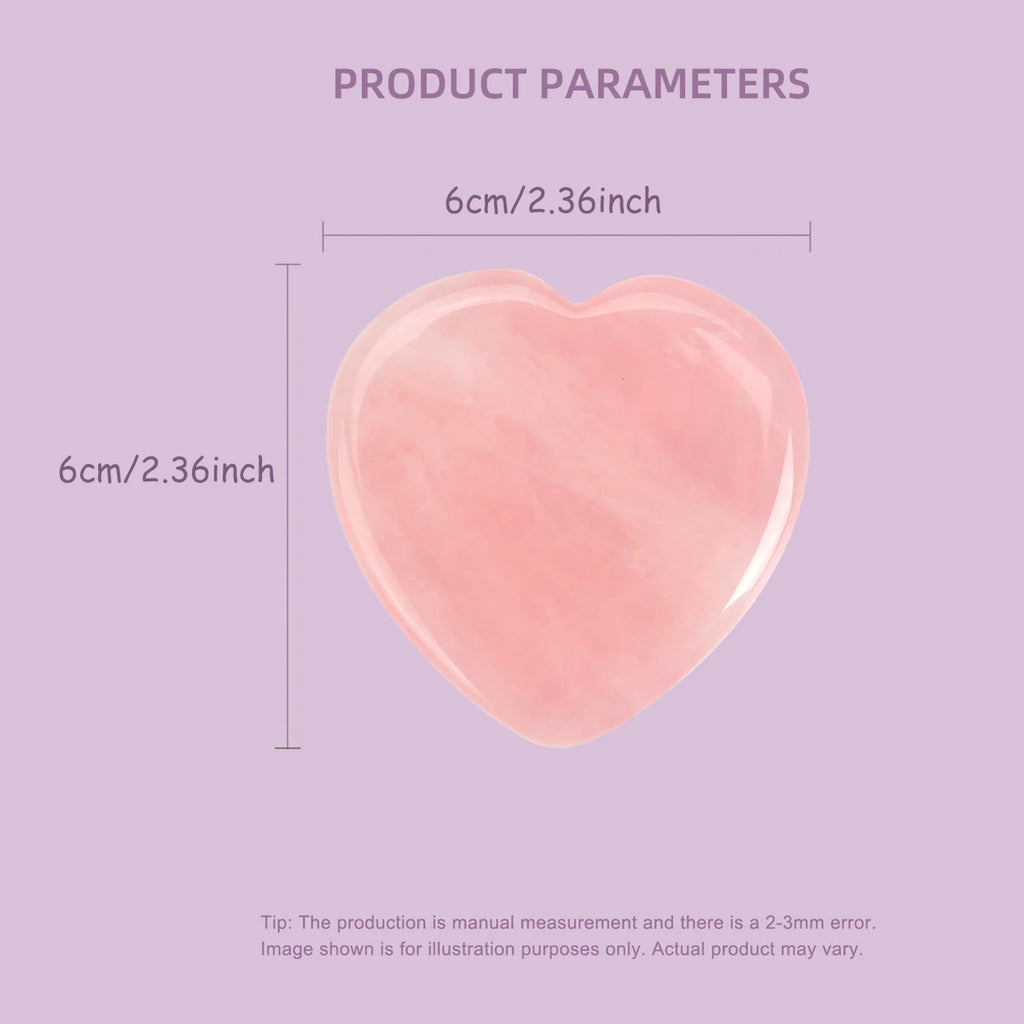 Gua Sha Corazón de Cuarzo Rosa 💕 — Cristal Natural, Tratamiento Facial Lifting y Drenante | 6 cm | Regalo Ideal