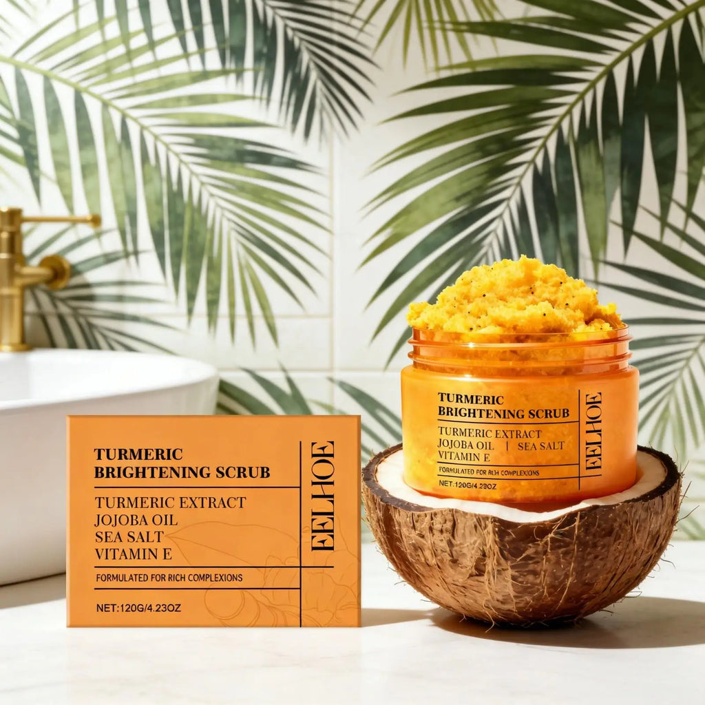 Exfoliante de cúrcuma EELHOE para aclarar la piel, productos iluminadores, limpieza corporal completa, eliminador de piel muerta, exfoliante de sal marina suavizante