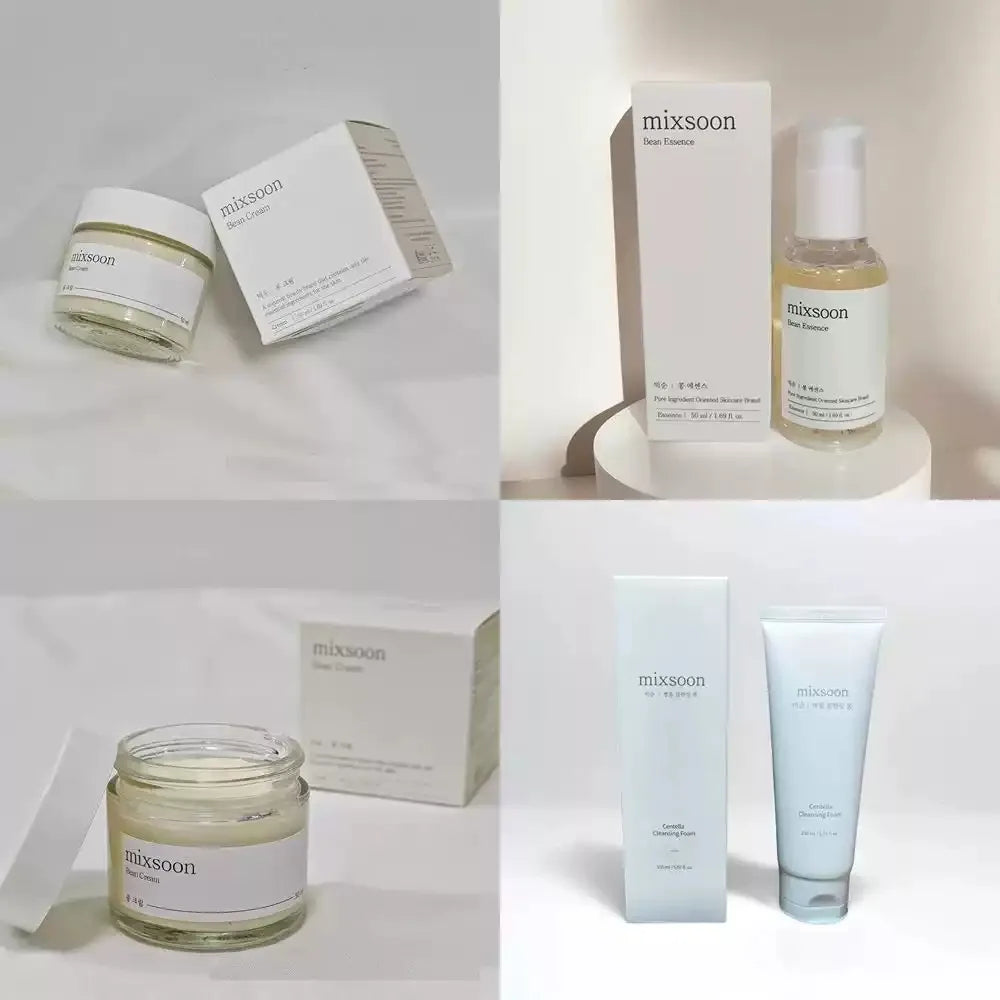 Korean Mixsoon Bean Skincare Set Hydrating Cream SPF50 Sunscreen Cleanser Serum Brightening Nourishing & Smoothing Skin