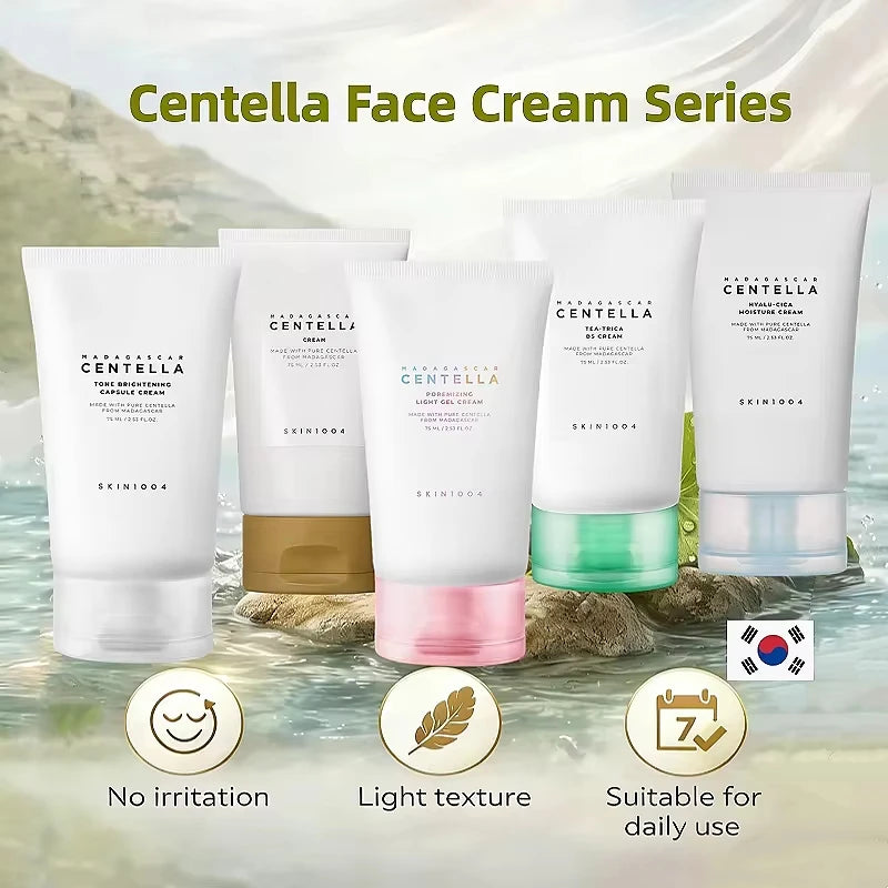 Serie de cremas de cuidado facial coreano con centella asiática, hidratante y calmante, iluminadora del tono de la piel, gel con ácido hialurónico y minimizador de poros