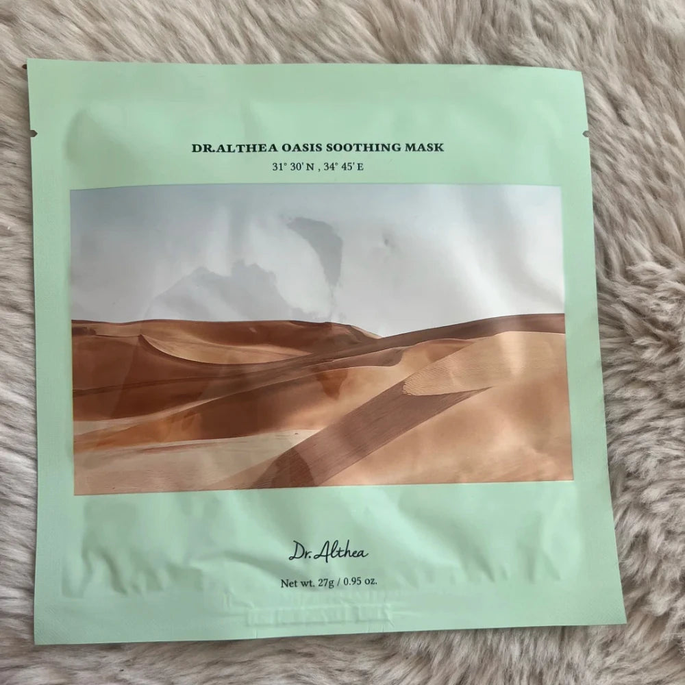 Mascarilla facial coreana vegana calmante Dr. Althea Oasis con extracto de Rosa de Jericó, hidratante, reparadora de rojeces y de la barrera cutánea para piel sensible
