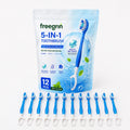 5-in-1 Travel Toothbrush 🦷✈️ — Fresh Mint, Waterless, Dental Floss & Tongue Scraper | 12-Pack