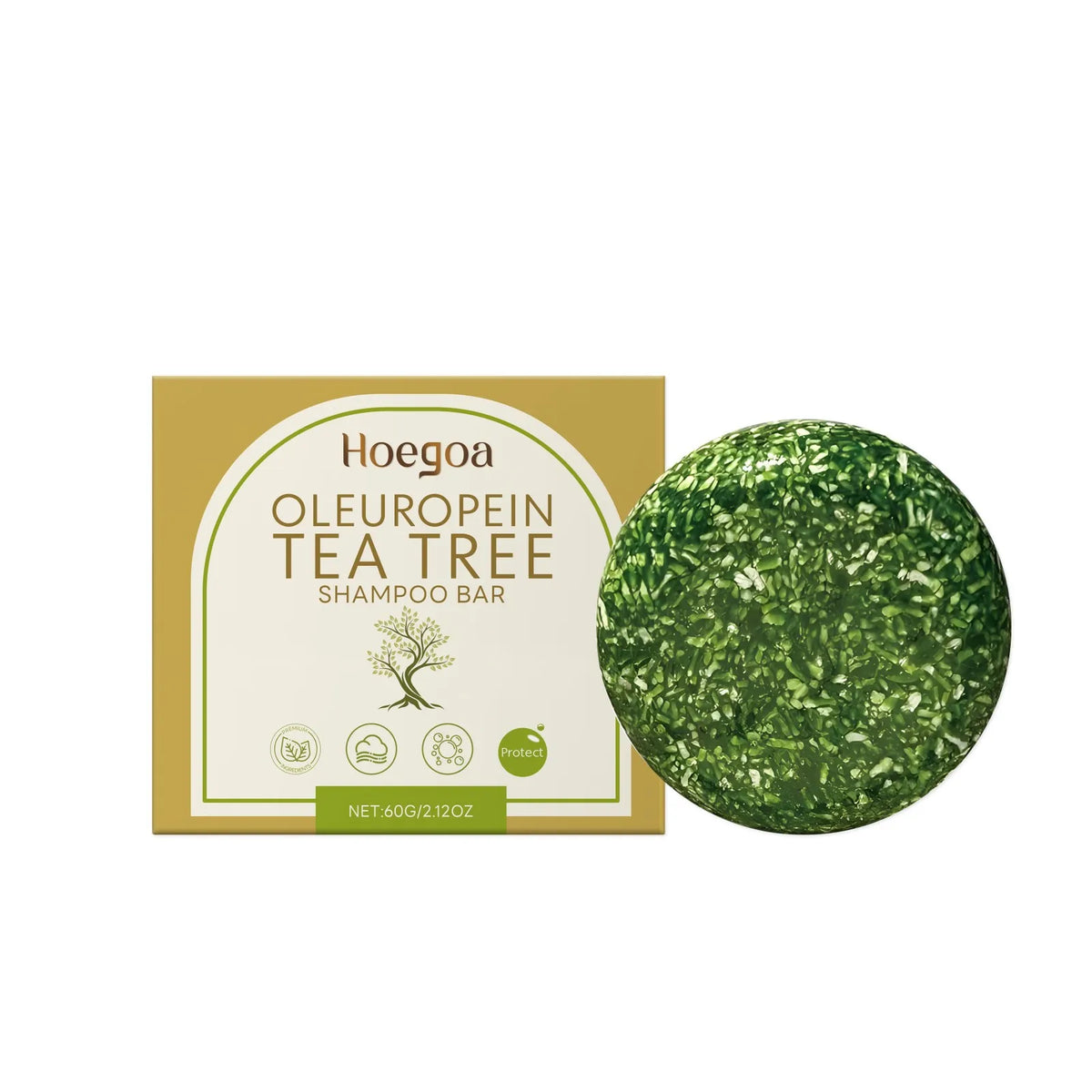 Champú sólido de árbol de té para eliminar la caspa, control de grasa, limpieza del cuero cabelludo y reparación del cabello dañado, jabón capilar natural de hierbas, 60 g
