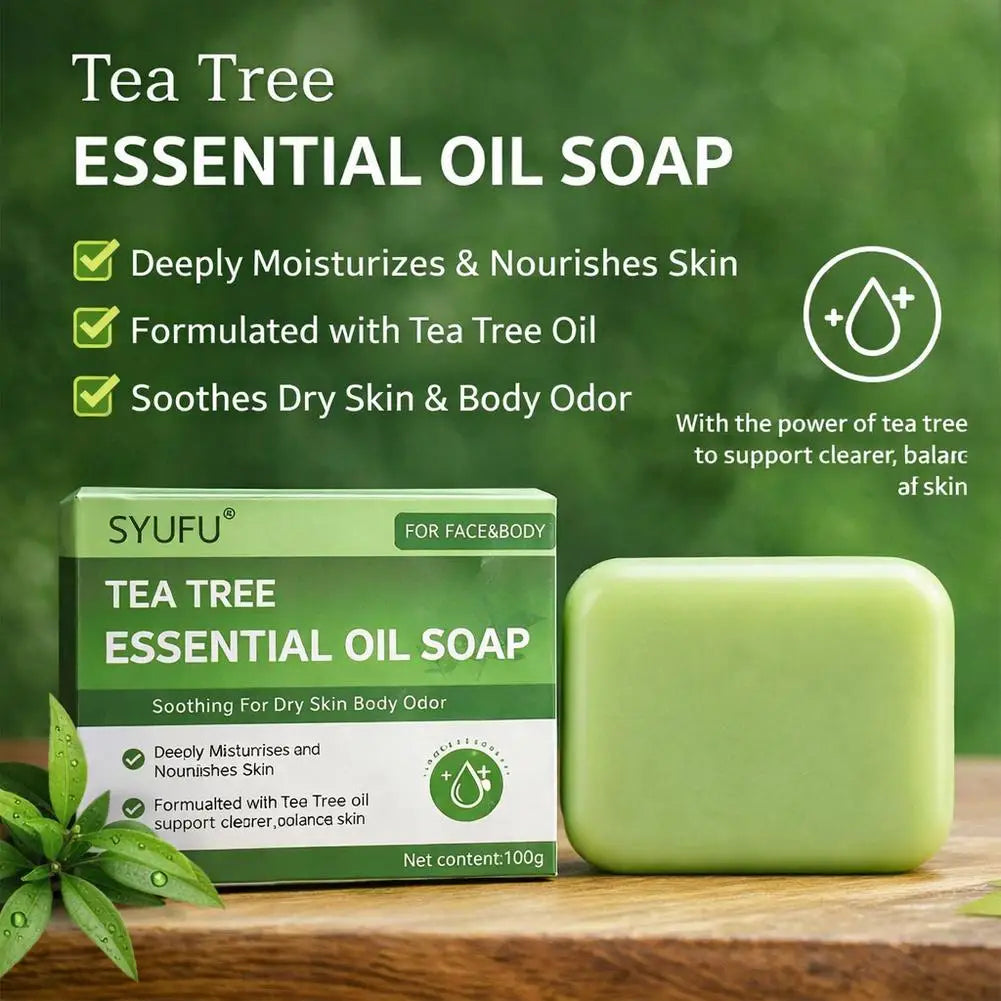 Gentle Exfoliating Bar Soap Natural Foot & Body Soaps Green Tea Tree Essential Oil Soap For Men Women Deep Cleaning Skincare