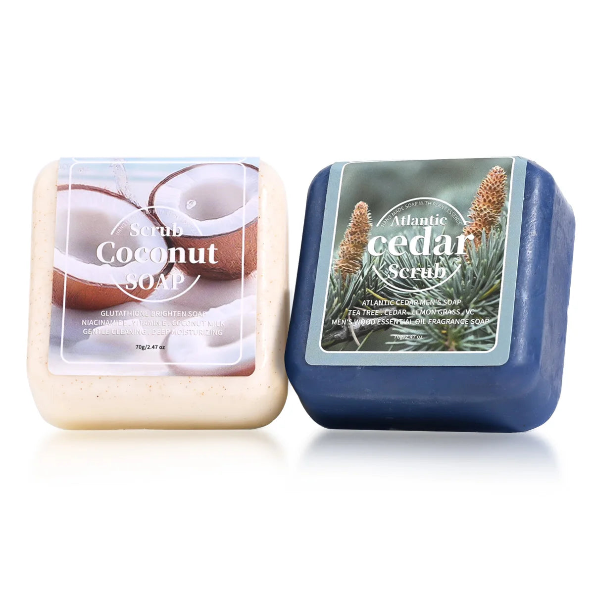 Jabón artesanal exfoliante de coco con glutatión, limpieza profunda e hidratante, jabón de baño con aceites esenciales de plantas, jabón portátil